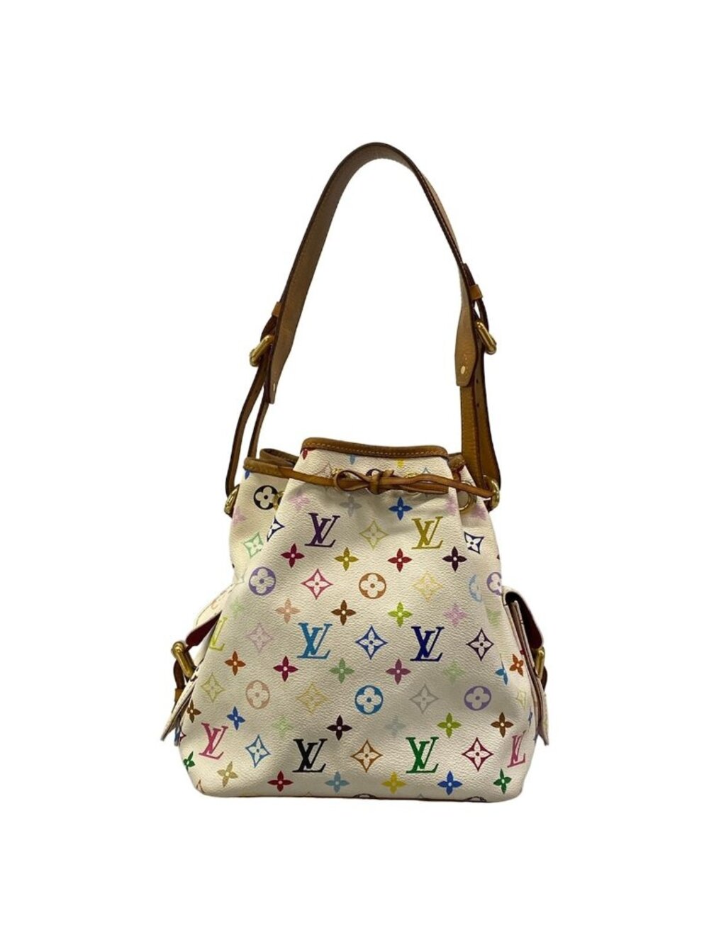 Louis Vuitton Shoulder Bag Monogram Multicolor Petite Noe Blanc Strap Base